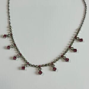 Silver & Pink Choker Necklace